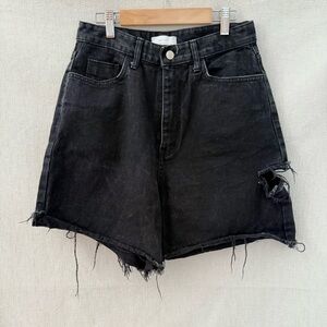 OAK + FORT Destroyed Denim Shorts Black - Women’s Size Large